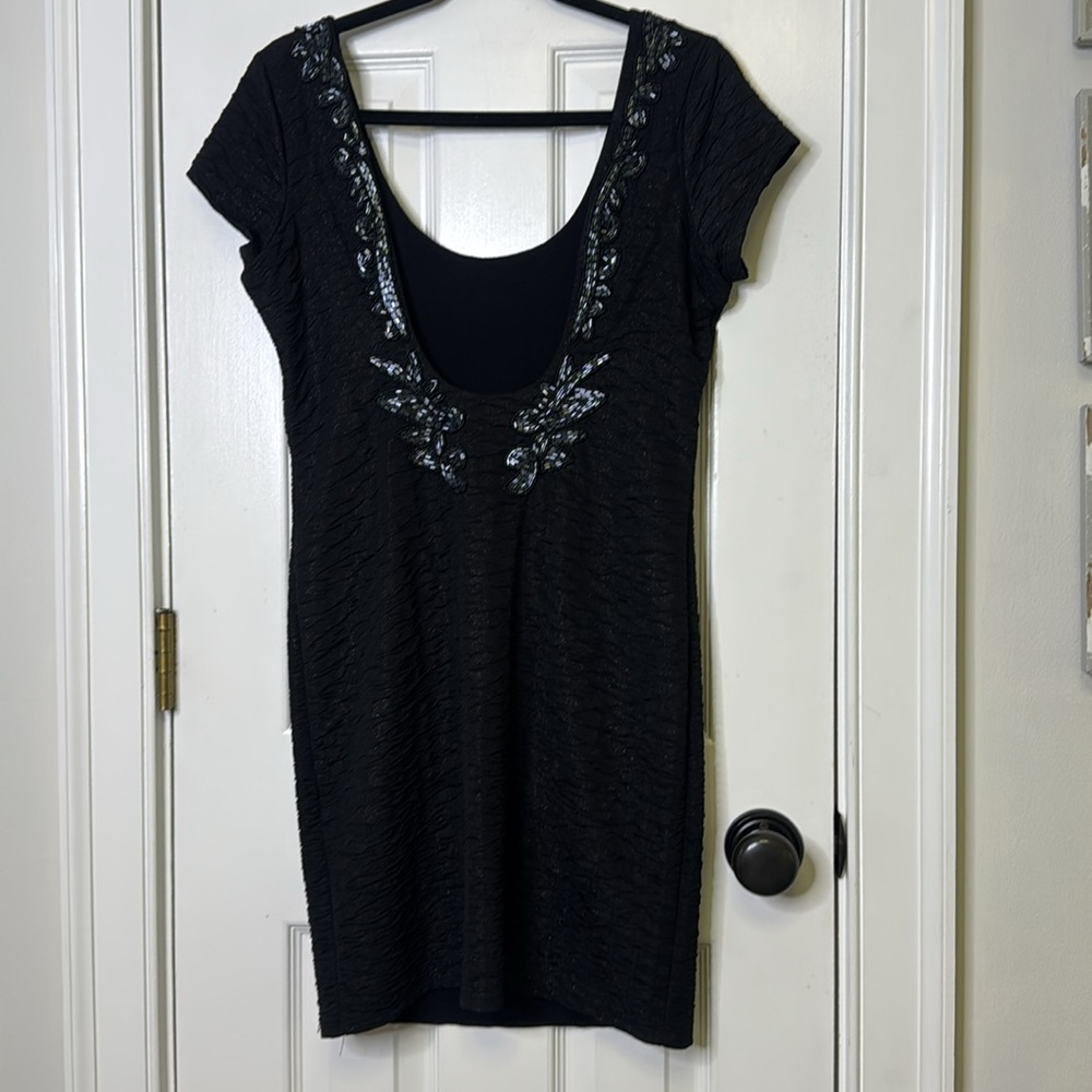 Free People Black Beaded Backless Sheath Dress - Picture 5 of 6